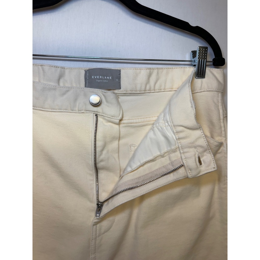 Everlane Organic Cotton Utility Pant Cream Ivory Straight Leg Size 12 High Rise - Picture 2 of 12